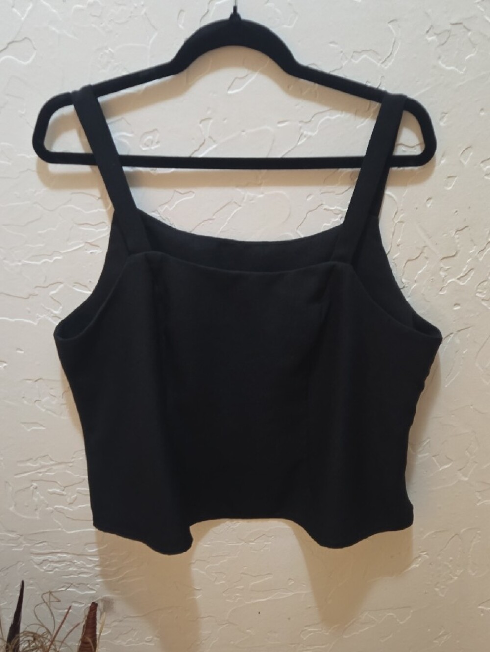 3/$10 Square Neck Dressy Side Zip Black Cropped Tank Top - Picture 4 of 6
